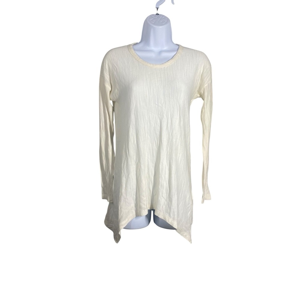 Zara Wool Blend Ivory Cream‎ Round Neck Long Sleeve Shirt Women's Size Small